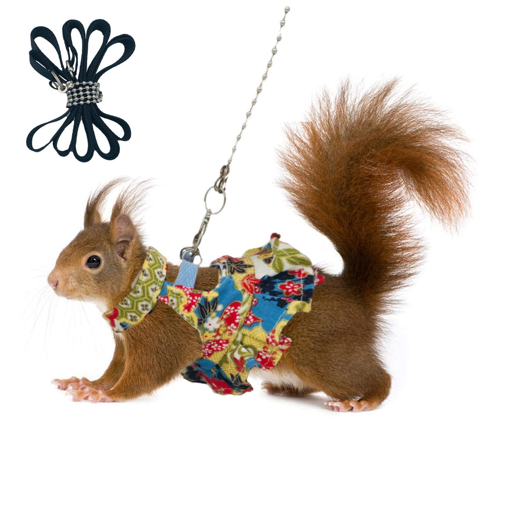 Squirrel Leash and Harness Set Squirrel Traction Rope Strap Ferret Squirrel Harness Vest Adjustable Flora Small Animal Harness Vest for Ferret Squirrel Dwarf Chinchilla Guinea Pig Fancy Rat
